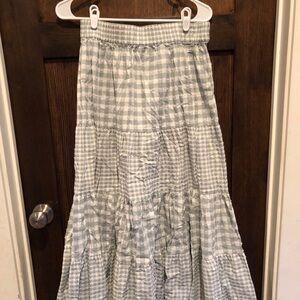 green gingham maxi skirt - large